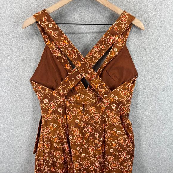 J. Crew Collection Cross Back Ruffle Hem Midi Dress Pecan Vintage Vines 10 NWT! - Picture 10 of 16